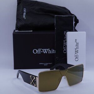 Off-White ASPEN 7676 Shield Sunglasses – Gold/Black/Gold Mirror
